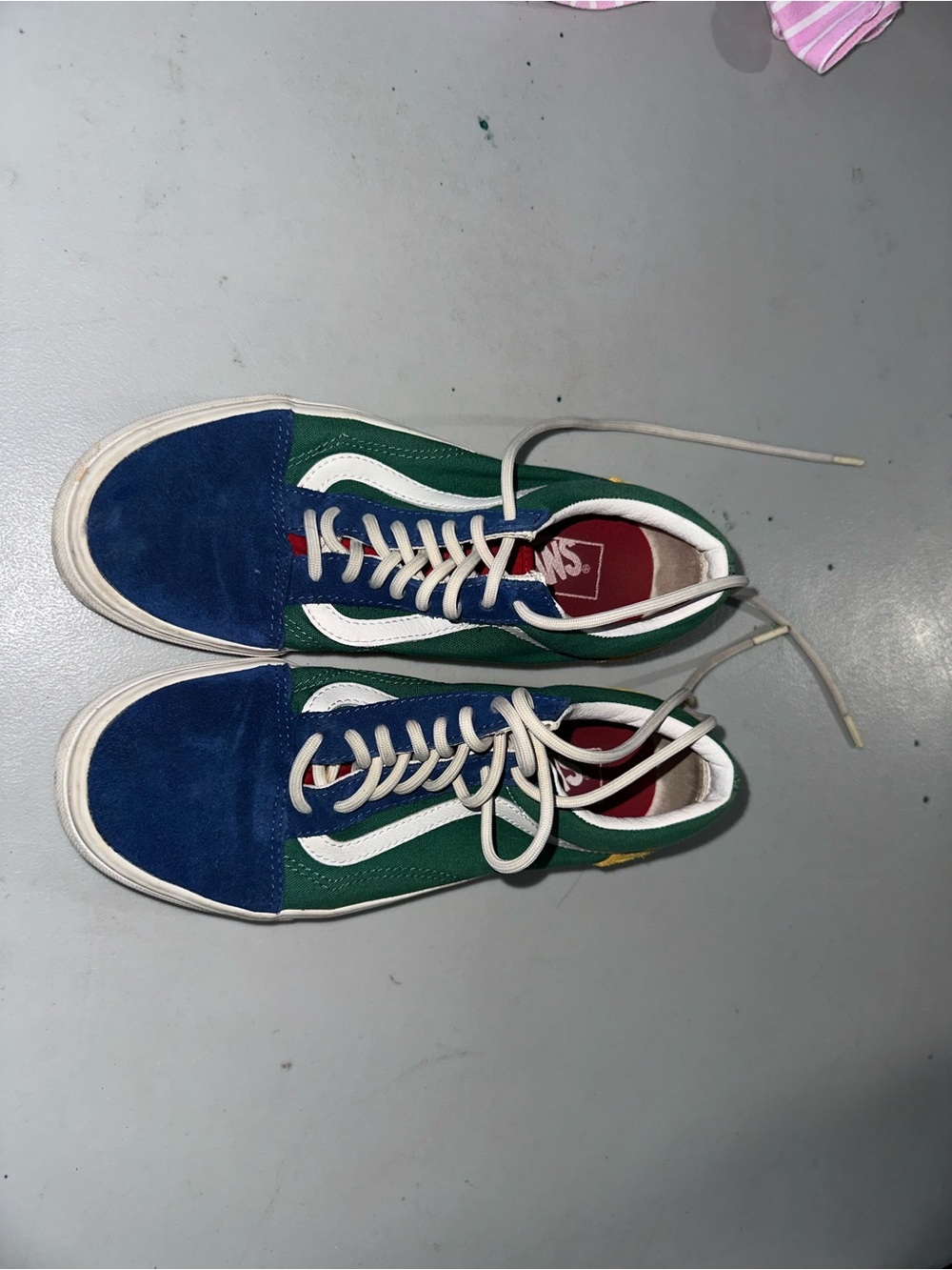 Vans Old Skool Colorblock Sneakers - Blue, Green & White